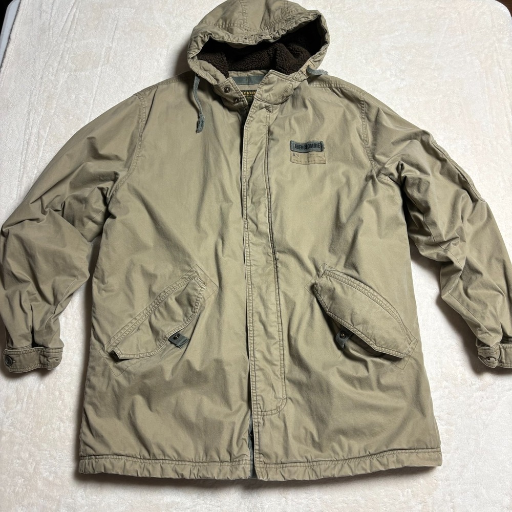 Abercrombie and‎ Fitch Vintage Y2K Military Field Hooded Jacket Mens Medium